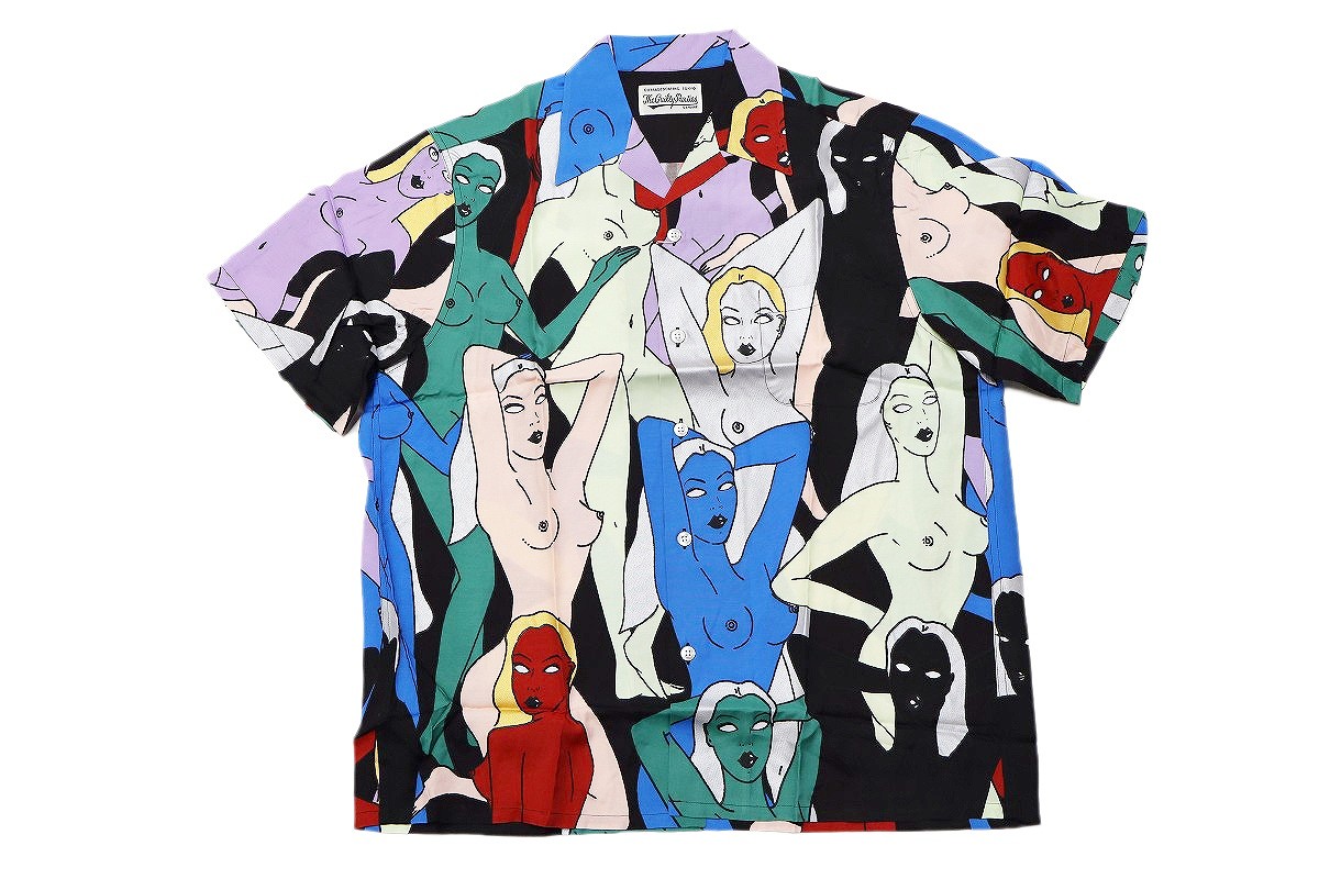 【中古】WACKO MARIA HAWAIIAN SHIRT S/S (TYPE-2) 天国東京百女柄図 22SS-WMS-HI02 \