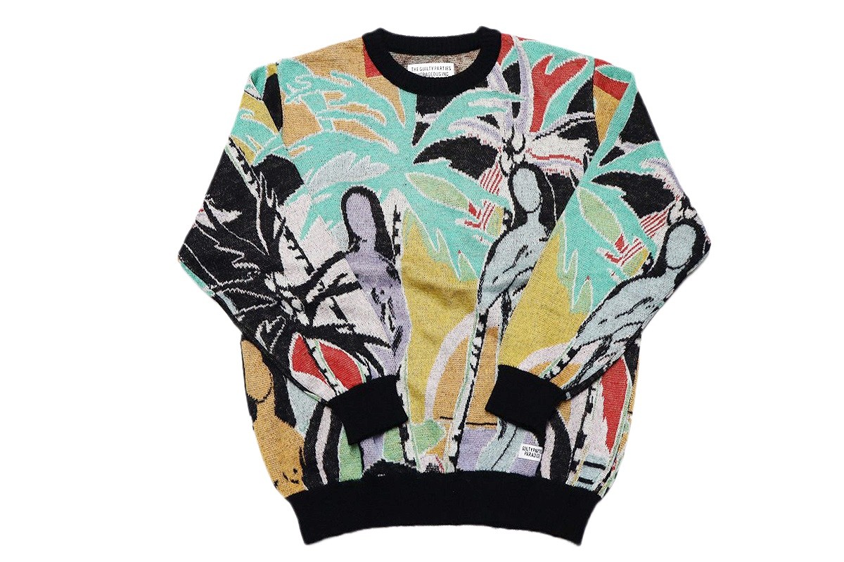 【中古】WACKO MARIA COTTON MOHAIR CREW NECK SWEATER 22AW \"ワコマリア 綿織物モヘヤ クルーネックセーター\""【加納店】"