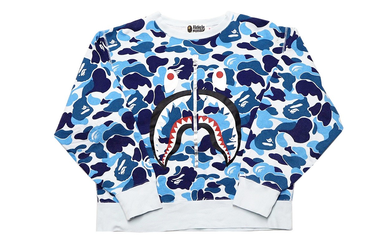 【中古】A BATHING APE ABC CAMO SHARK CREWNECK SWEATSHIRT \