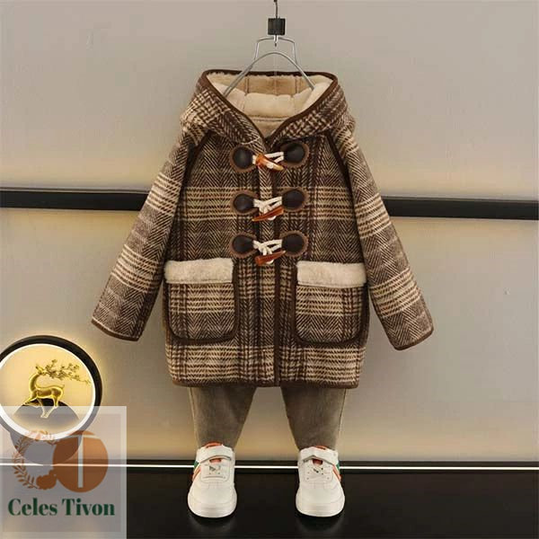 【送料無料】キッズ コート 裏起毛 男の子 女の子 冬 子供服 チェック柄 トレンチコート アウター ロングコート トップス 韓国子供服 ベビー服 おしゃれ 可愛い 暖かい 防寒 誕生日 プレゼント 通園 入園 140cm ジャケット 厚手