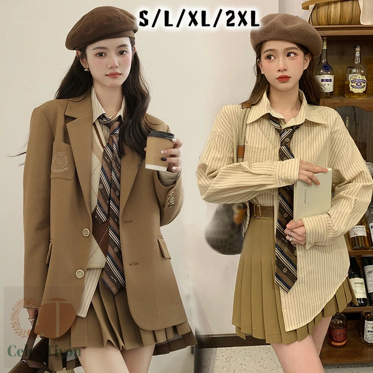 卒業式 小学校女子 卒業式 スーツ 女の子 150 160 ゆったりサイズ 卒服 韓国 制服 女の子 なんちゃって制服 セット 卒服 韓国 制服 ブレザー ベスト チェック ブラウス ネクタイ スカート ピアノ発表会 スーツ 女の子 中学生 高校生 入学式 フォーマルスーツ
