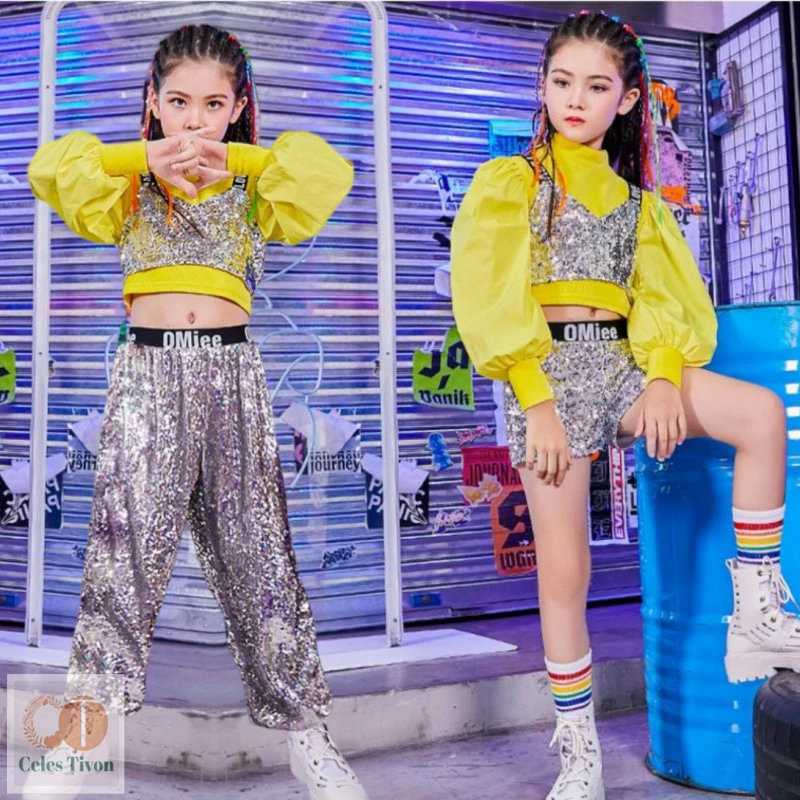 キッズ ダンス衣装 ヒップホップ スパンコール 3点セット 長袖 ブラウス ベスト ショートパンツ ロングパンツ 女の子 へそ出し キラキラ ドラム ジャズダンス ステージ衣装 おしゃれ 子供服 上下セット 応援団 チアダンス 体操服 K-pop JAZZ 発表会 演出服 4,758円
