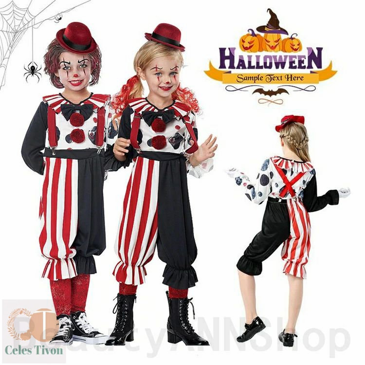 ピエロ衣装 ハロウィン コスプレ 衣装 ハロウィン ピエロ　キャラクター 文化祭　演劇 大人用 子供用 コスチューム Halloween衣装　仮装変装 cosplay ハロウイングッズ・イベント・コスプレ　抜群効果 ピエロ