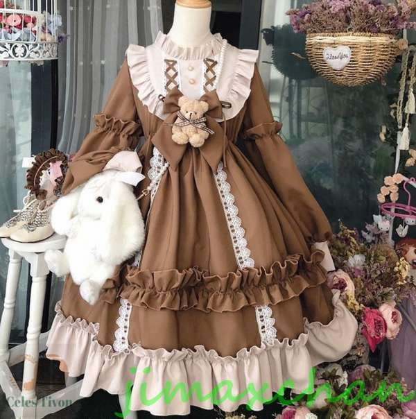 新生活 サマー /Lolita系/熊doll 長袖/ワンピース JSK ドレス変装/ロリータ トップス 萌え レディース ゴスロリ トップス 吊りスカート