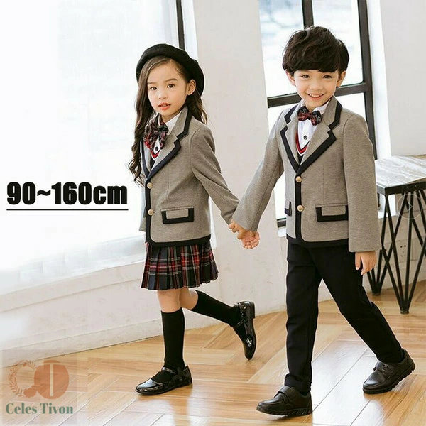 キッズスーツ 子供服 子供スーツ 男の子 女の子 4点セット グレー チェックスカート カラーシャツ かわいい 七五三 入学式 結婚式 キッズ フォーマル ボーイ ガール 卒園式 入園式 ベビー 子供服 90 100 110 120 130 140 150 160