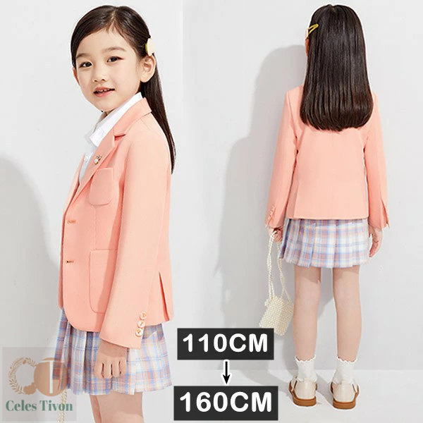 卒業式 スーツ 女の子 小学生 入学式 スーツ キッズスーツ 女児スーツ オレンジ ジャケット スカート フォーマルスーツ ガール 卒業式服 卒園式 入園式 ベビー 子供服 卒服 結婚式 発表会110 120 130 140 150 160