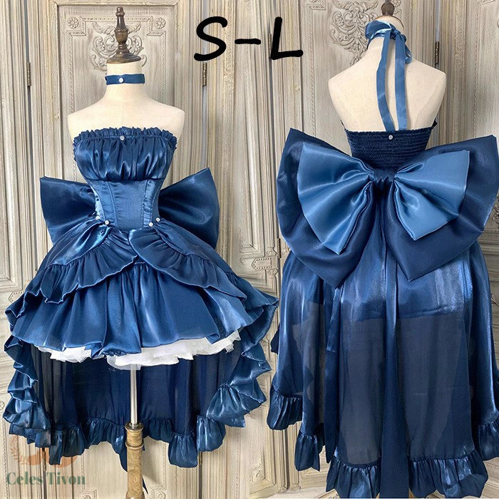 衣装 ロリータ Lolita ハロウィン ストラップレス パフスコート S M L 今めかしい コスプレ 寄りあい 差し上げ物 レディース お召しもの お召しもの 妃殿下 ローマン的 青色
