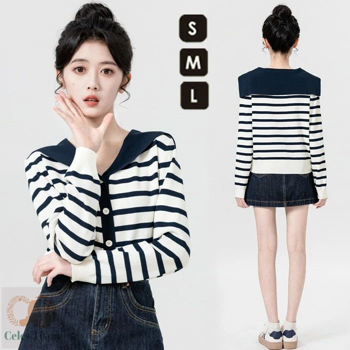 楽天市場】トップス 襟付き ニット ニットセーター セーター セーラー