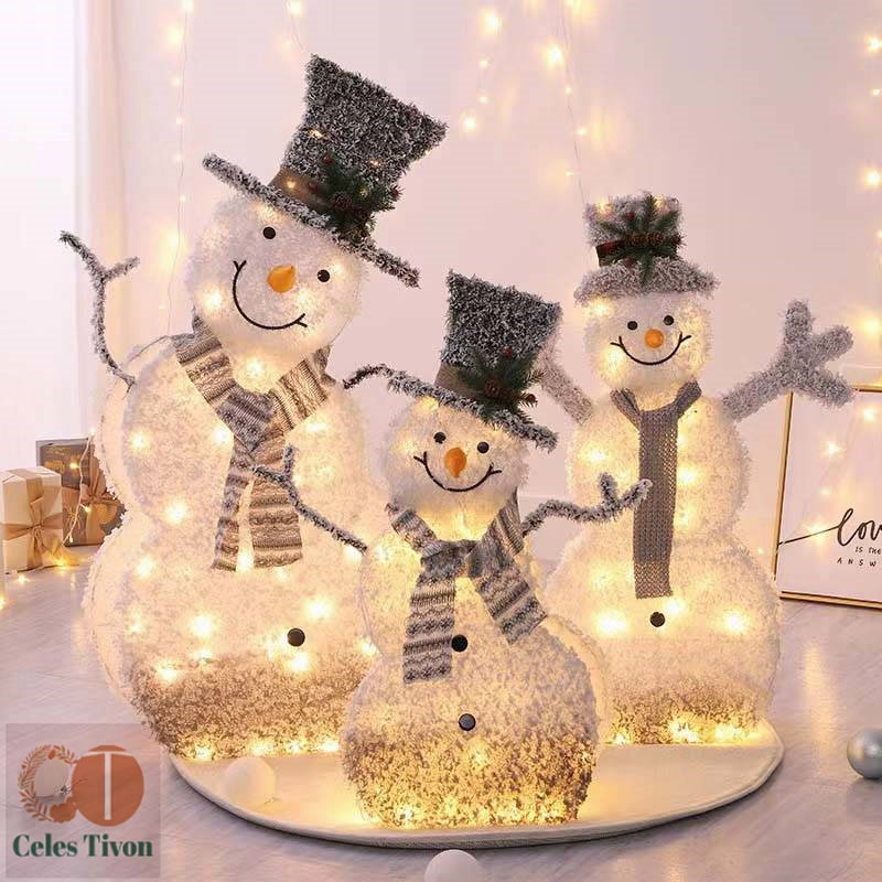 クリスマスオーナメント 光る雪だるま オーナメントセット オーナメント トイ おもちゃ ぬいぐるみ セット クリスマスツリー 飾り デコレーション かわいい ハンドメイド 店舗用 業務用