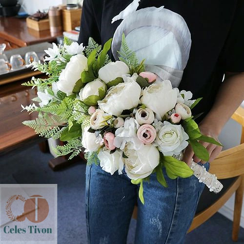 ブーケ 造花 牡丹 ウエディングブーケ 花嫁 大きい フラワー 結婚式 ブライダルブーケ 造花ブーケ 二次会 贈答品 花束 披露宴 撮影道具 インテリア キレイ 上品 イベント 祝日 敬老の日 母の日 送別 新年 卒業 出産