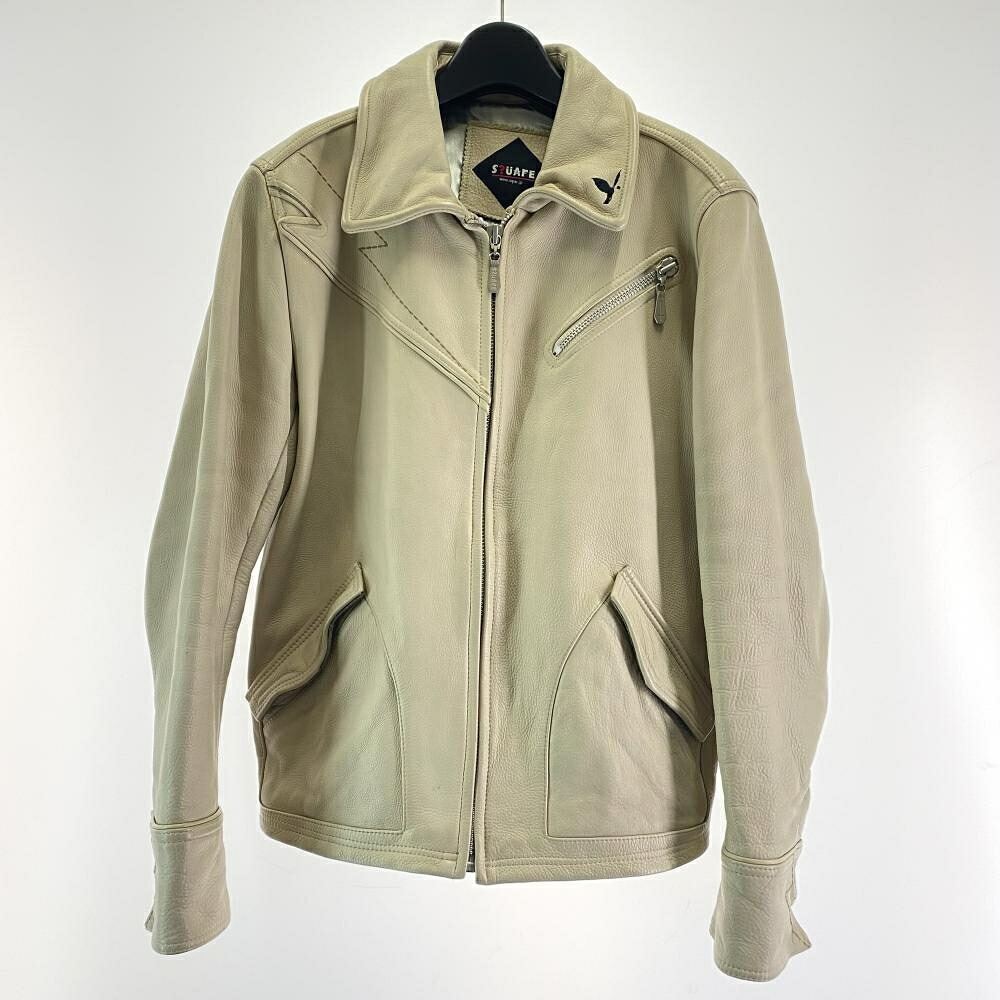 【中古】SQUARE シングルライダース サイズL ベージュ スクエア[17]