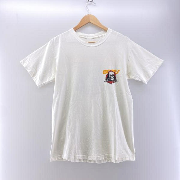 【中古】POWELL PERALTA BONES 覗き プリントT ホワイト size M相当 ※汚れ　パウエルペラルタ[24]