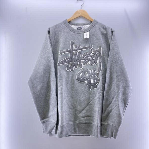 【中古】STUSSY 00s PEACE CREW(デッドストック) グレー サイズL ステューシー[24]