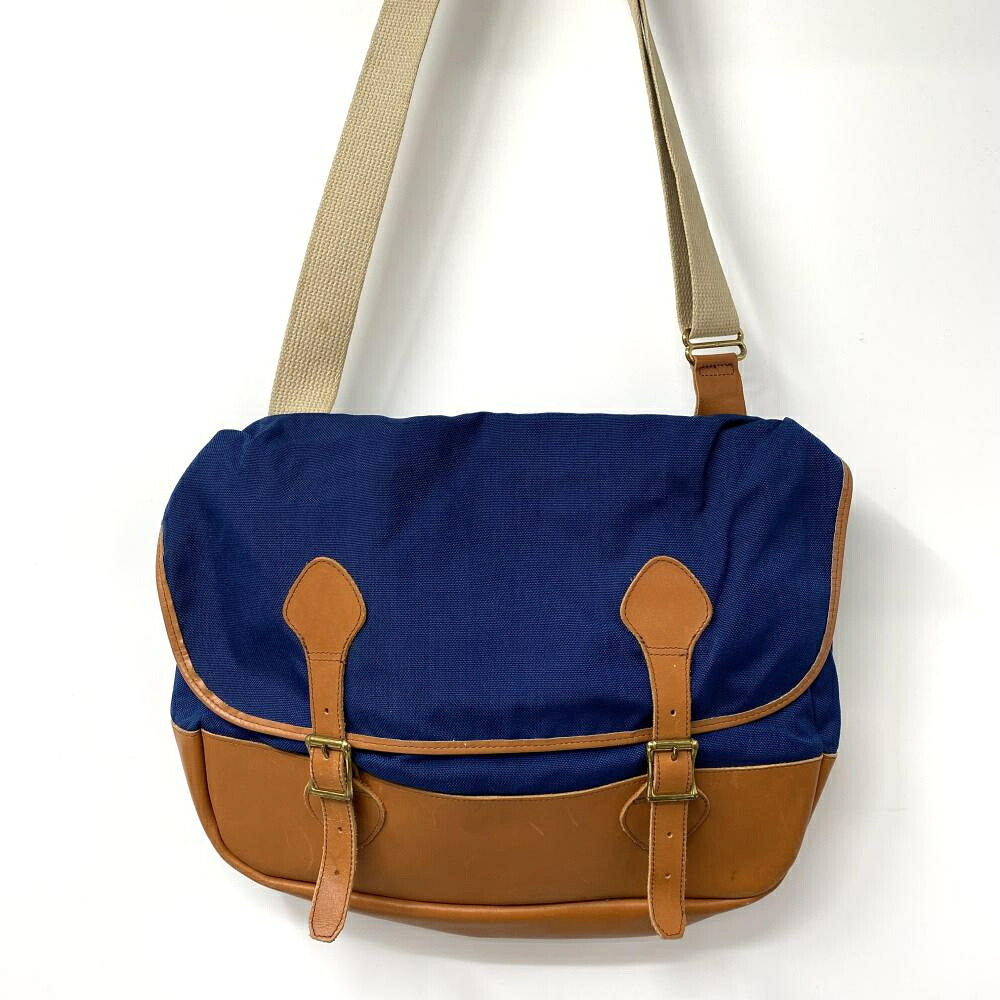 【中古】70s L.L.Bean ショルダーバッグ ギザタグ ブルー ブラウン 内側劣化有り エルエルビーン[17]｜お宝創庫