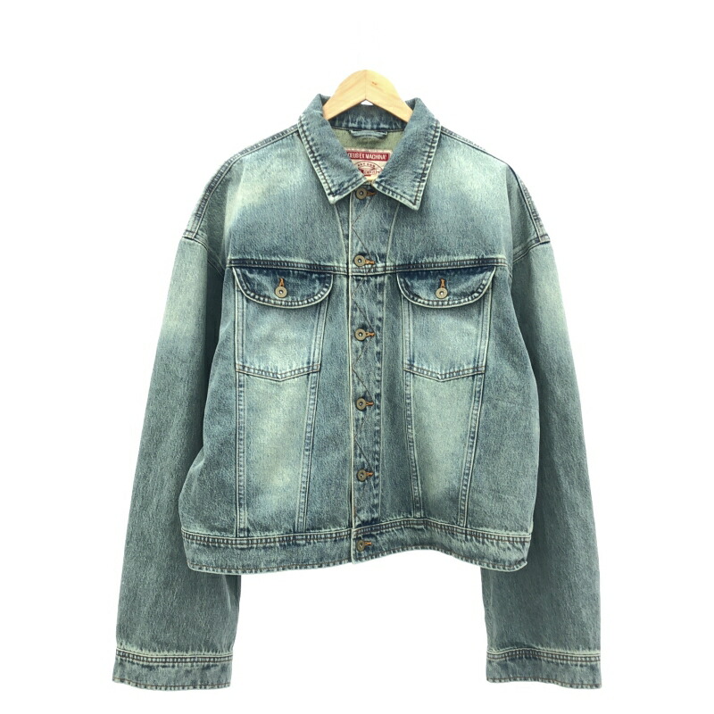 【中古】DEUS ワッペンデニムジャケット 大きさL 青色 デウス[91]