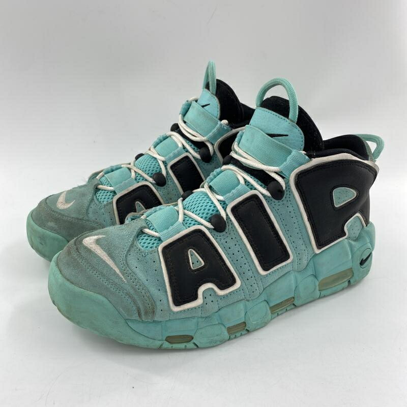 【中古】NIKE AIR MORE UPTEMPO LIGHT AQUA / BLACK / WHITE スニーカー 27.5糎 CN8118-400 緑であること 黒いこと ナイキ モアテン[10]