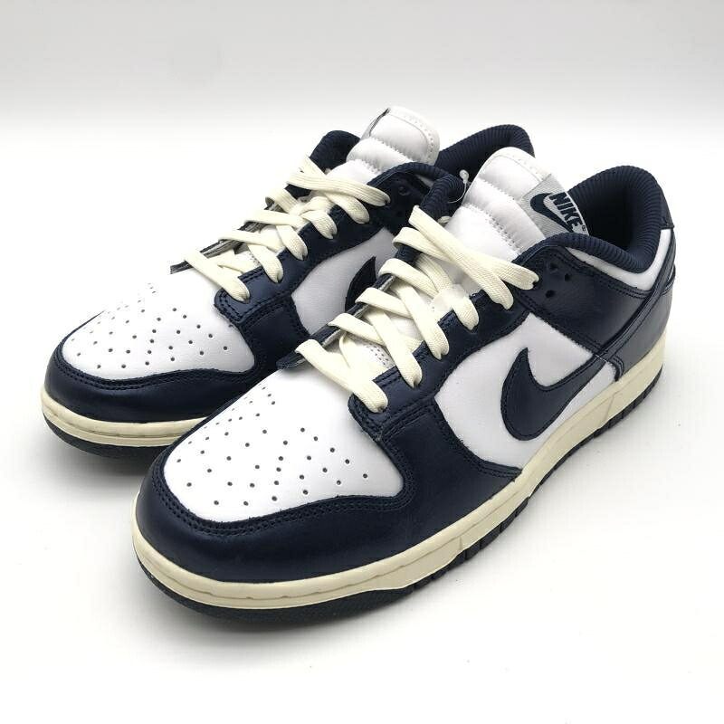 【中古】NIKE W DUNK LOW PRM WHITE/MIDNIGHT NAVY-COCONUT MILK スニーカー 28cm NF7197-100 ネイビー ホワイト ナイキ[10]
