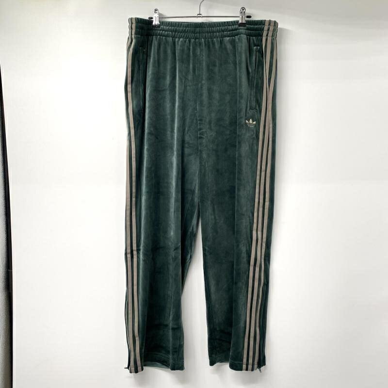 【中古】adidas ベロア ファイヤーバード トラックパンツ ダークグリーン サイズ2XL KD9386 アディダス[17]