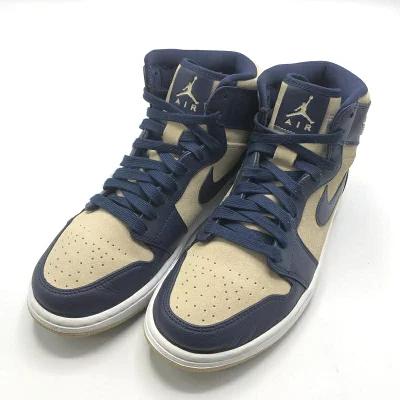 【中古】NIKE Women\u0027s AIR JORDAN1 Retro Premium Midnight Navy Light Cream 27.5珊 AQ9131-401 米国海軍 ベージュ ナイキ[79]