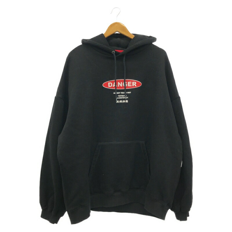 【中古】TIGHTBOOTH × BLACK EYE PATCH パーカー XL ブラック ホワイト タイトブース ブラックアイパッチ[10]