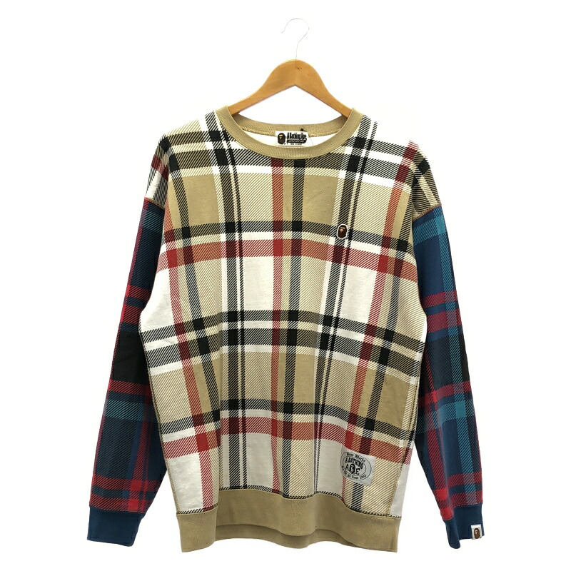 【中古】A BATHING APE 切り替え スウェット F ベージュ アベイシングエイプ[10]