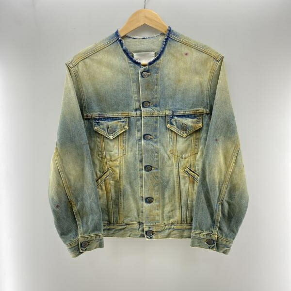 【中古】Maison Margiela 22ss ノーカラーダメージデニムジャケット size:44 メゾンマルジェラ[24]