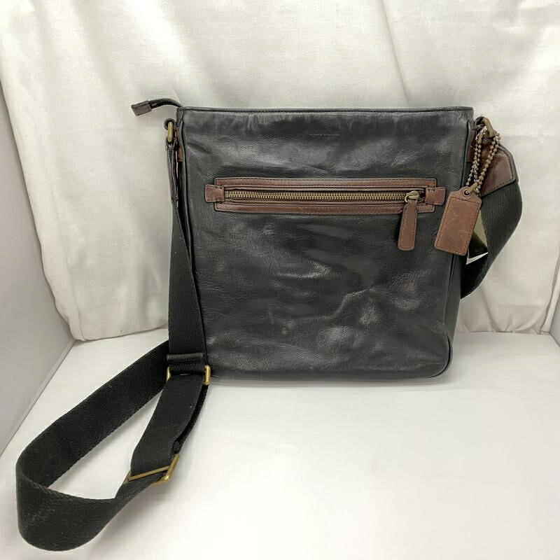 【中古】COACH レザー ショルダーバッグ 黒 70991 コーチ[91]