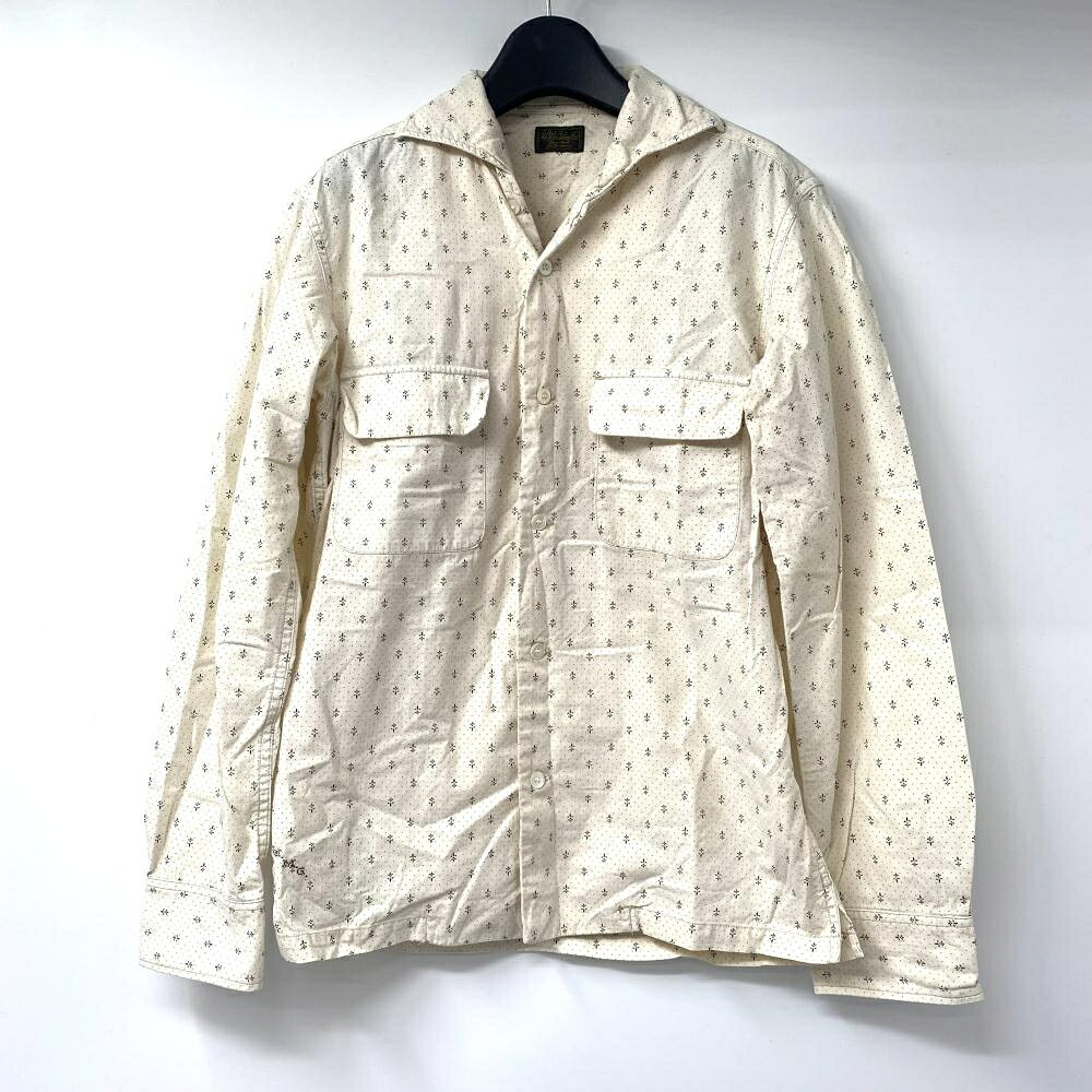 【中古】OLD JOE 長袖 総柄シャツ サイズ38 ホワイト II-A/W-CSS オールドジョー[17]