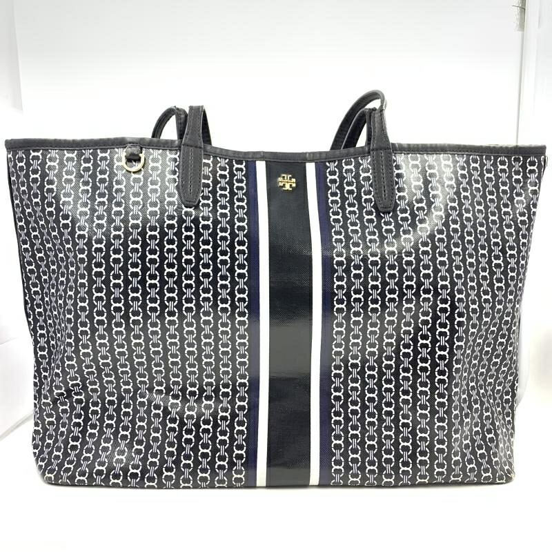【中古】TORYBURCH GEMINI  SMALL TOTE 黒いこと ※汚れ、傷、ほつれあり[24]