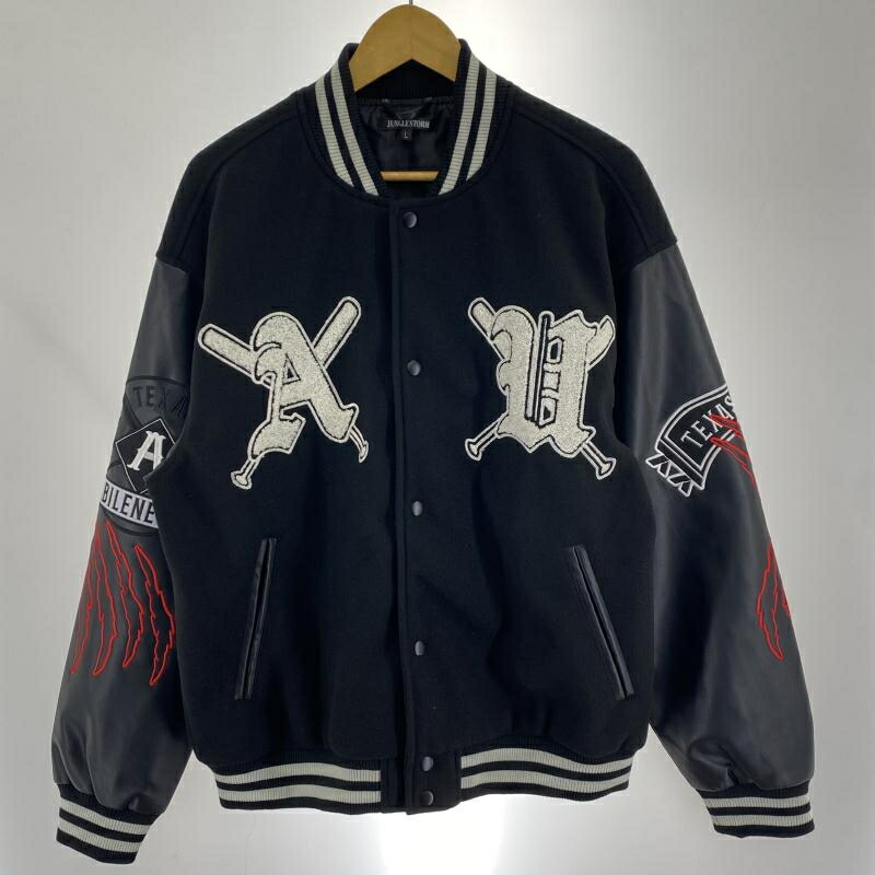 【中古】Claw marks 刺繍スタジャン サイズL ブラック[91]