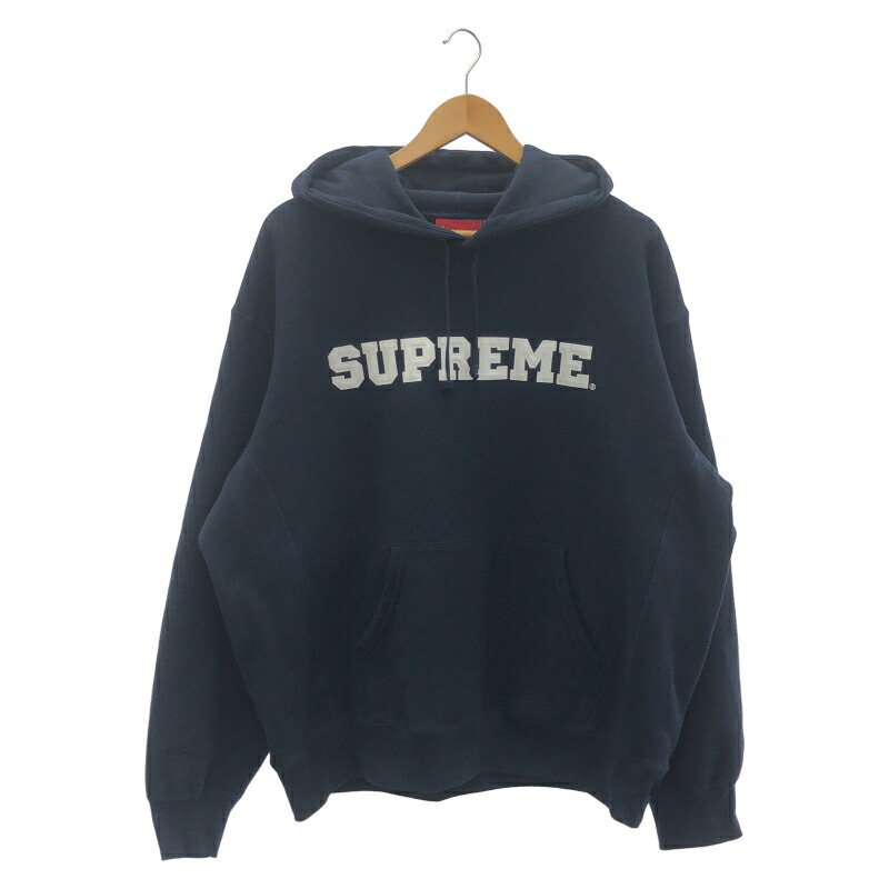 【中古】Supreme 24SS Collegiate Hooded Sweatshirt カレッジロゴ スウェット プルオーバー パーカー L ネイビー[66]