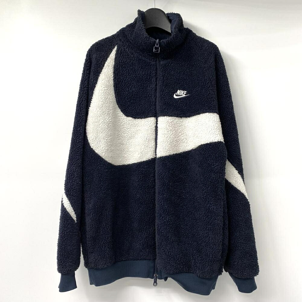 【中古】NIKE BIG SWOOSH BOA JACKET ネイビー サイズM BQ6546-410 ボア ジャケット ナイキ[17]