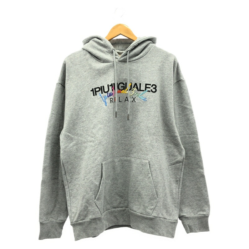 【中古】1PIU1UGUALE3 虹霓ロゴタイプ パーカー 薄墨色 XL ウノピゥウノウグァーレ トレ[92]