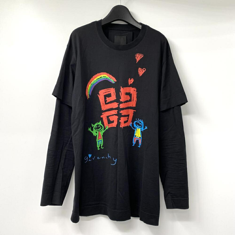 【中古】GIVENCHY 22AW フロントプリントドッキングシャツ ブラック サイズXXS BM71D83Y6B ジバンシー[17]
