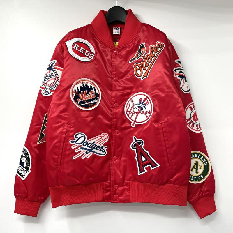 【中古】MAJESTIC　MLBワッペンスタジャン　MM23-ML-8F08-RD-LG　赤　サイズL マジェスティック[17] 8,117円