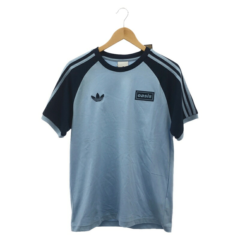 【中古】adidas×oasis 2025TOUR スリーストライプスTee ブルー サイズL KT3447 アディダス オアシス[24]