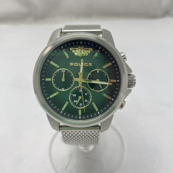【中古】POLICE クォーツ腕時計 JK00063 シルバー/緑 箱あり ポリス[91] 21,623円