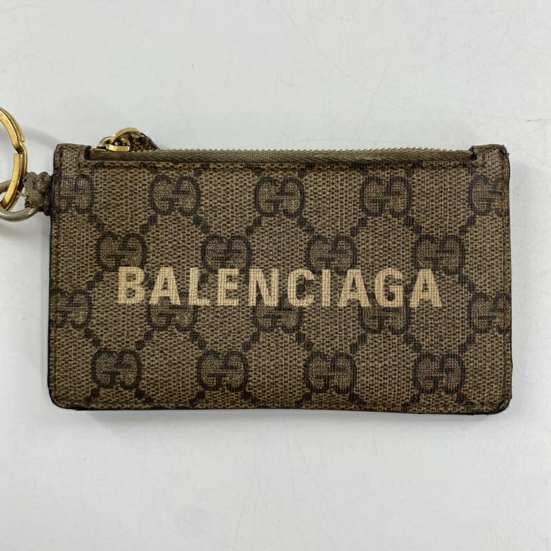 【中古】GUCCI &times; BALENCIAGA ネックストラップ カードケース 681706・1147 ハッカープロジェクト ブラウン グッチ バレンシアガ[10]｜お宝創庫