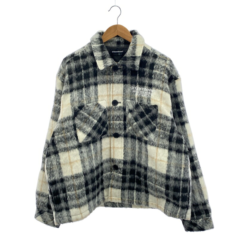 【中古】DREAM TEAM D Star Logo Mohair Flannel Jacket サイズXL グレー ドリームチーム[91]