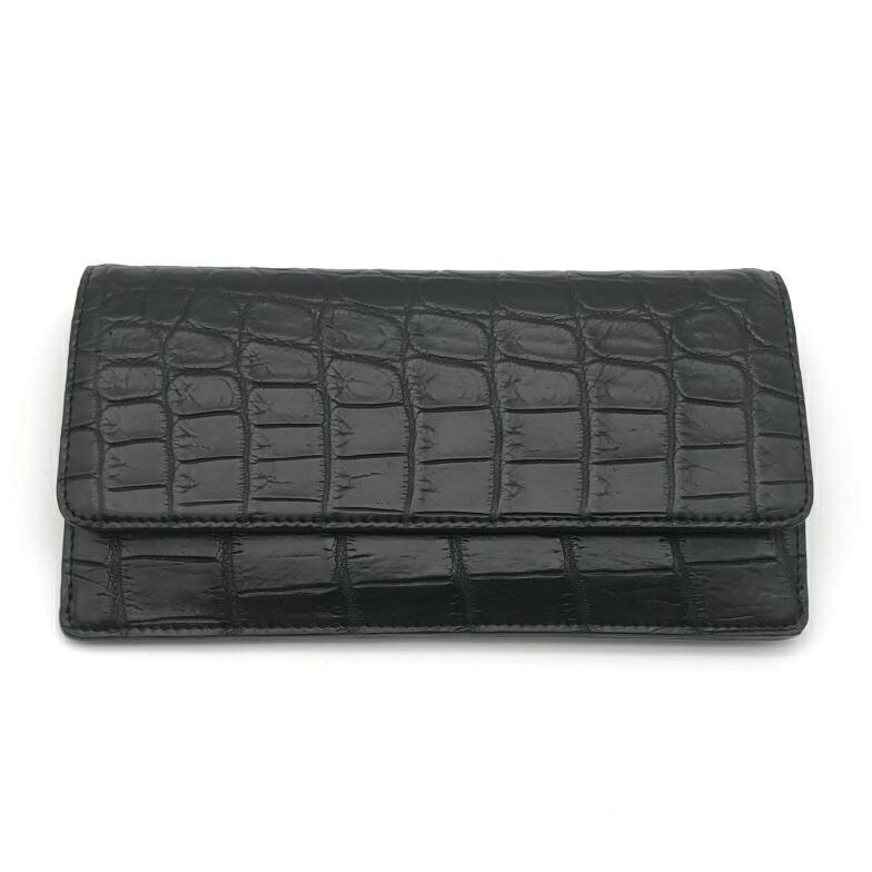 【中古】CROCODILE GENUINE 長財布 ブラック[10]