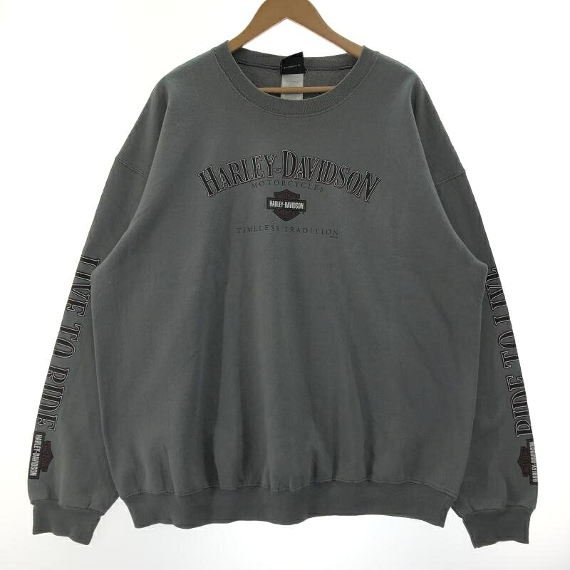 【中古】Harley Davidson クルーネックスウェット XL グレー ハーレーダビッドソン[10]