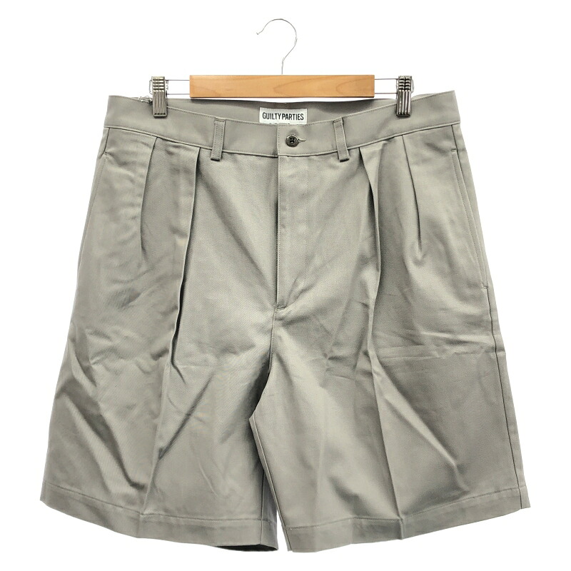 【中古】WACKOMARIA DOUBLE PLEATED CHINO SHORT TROUSERS XL グレー[66]