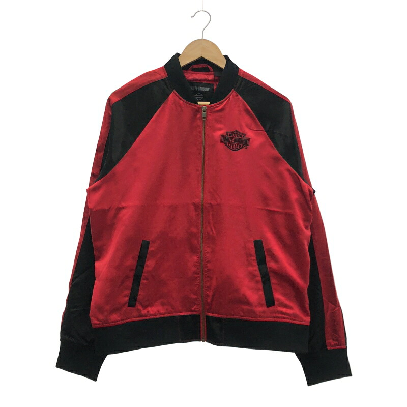 【中古】Harley Davidson 龍 スタジャン 赤黒 サイズL 97428-24VW ハーレーダビッドソン[91]