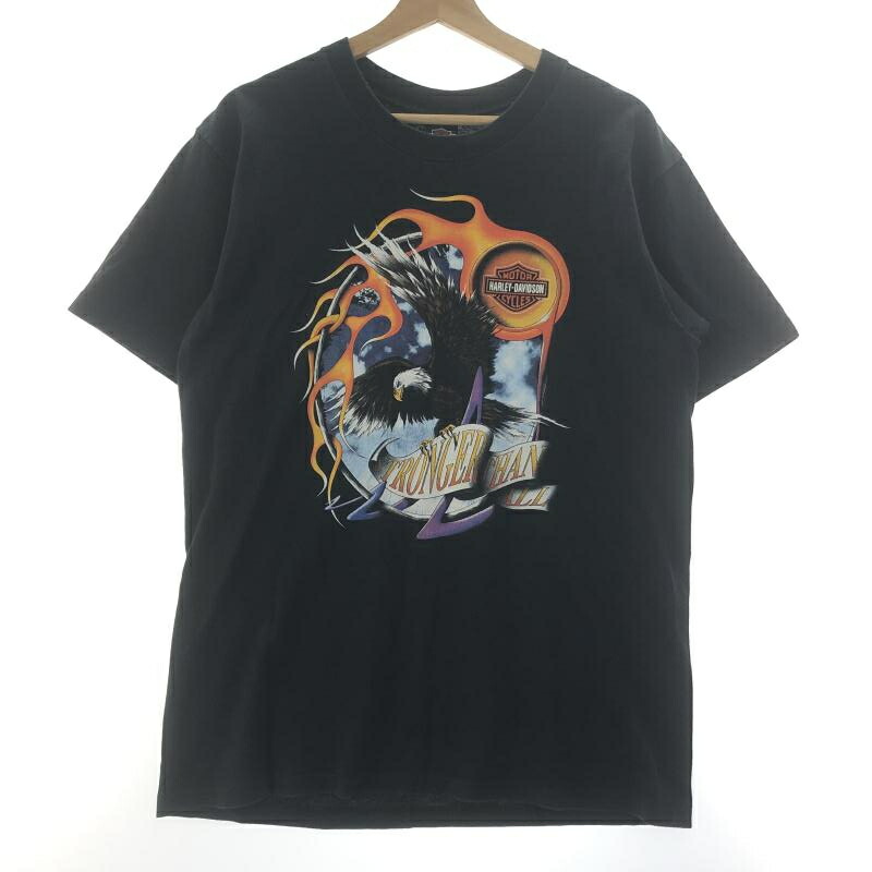【中古】Harley Davidson イーグル プリントTシャツ M ブラック ハーレーダビッドソン[10]｜お宝創庫