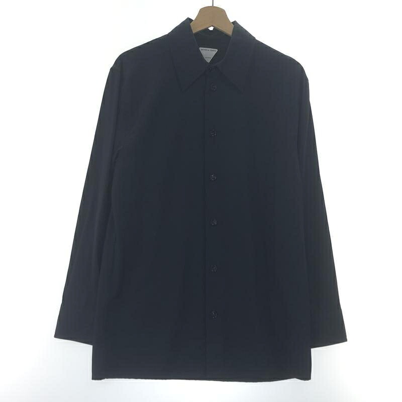 【中古】BOTTEGA VENETA ウール長袖シャツ 44 ネイビー ボッテガヴェネタ[10]