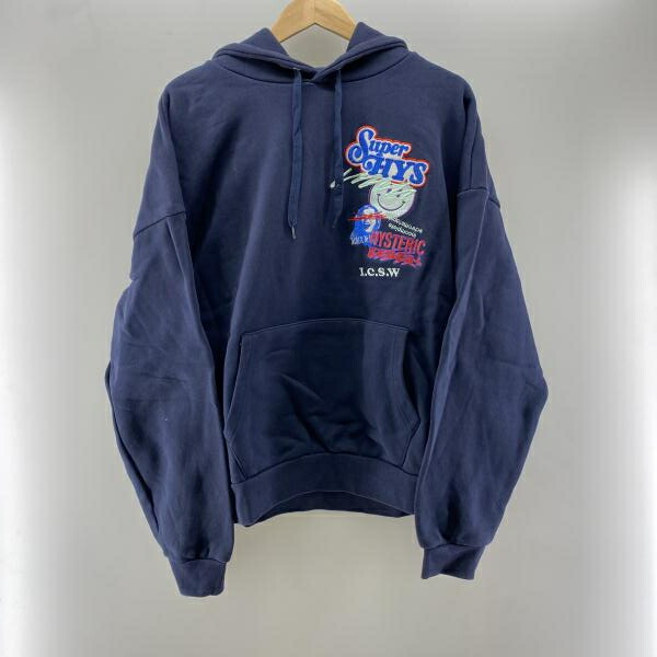 【中古】HYSTERIC GLAMOUR×genzai 刺しゅうティーシャツパーカー 米国海軍 大いさL ヒステリックグラマー[24] メンズファッション-その他