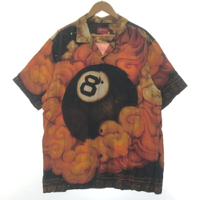 【中古】Supreme 19FW Martin Wong/Supreme 8-Ball Rayon S/S Shirt 半袖シャツ L オレンジ シュプリーム[10]｜お宝創庫