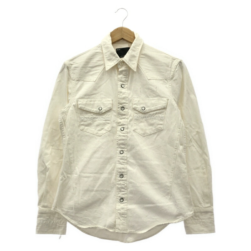 【中古】NUMBER(N)INE コットンウエスタンシャツ サイズ2(M相当) 白 ナンバーナイン[91]
