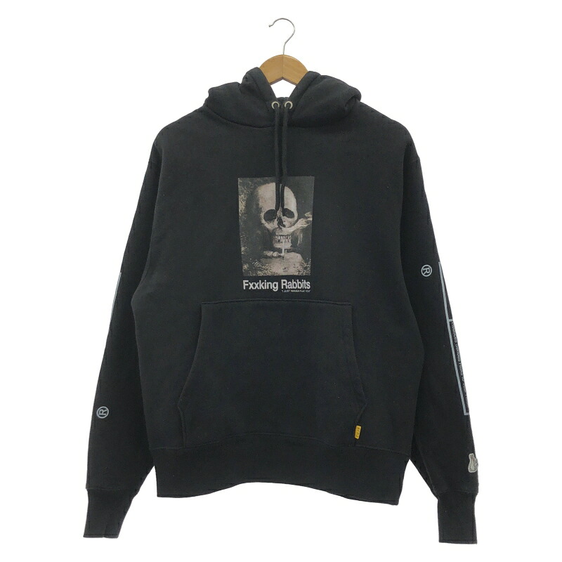 【中古】#FR2 Fxxking Rabbits スカル刷り上げる パーカー 大きさM 黒いこと[91]