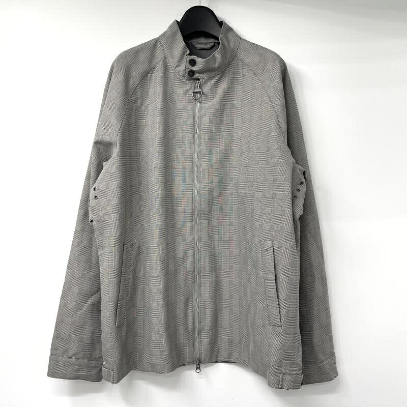 【中古】Barbour ハリントンジャケット サイズL グレー ヘリンボーン バブアー[17]